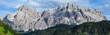 The peaks of Sas dla crusc, One of the many mountain groups of the Dolomites within the Unesco heritage area, Near the town of La villa, Italy - August 2021