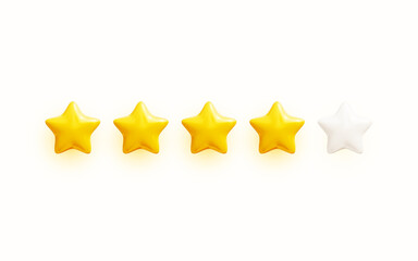 Wall Mural - five golden rating stars. glossy yellow star shapes. customer feedback or customer review concept. r