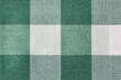 Close up of green and white checkered cotton fabric