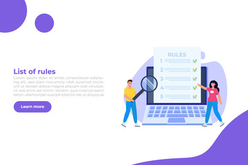 Regulation Compliance, list of rules law concept. Vector Illustrations