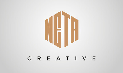 creative polygon NETA letters logo design, vector template