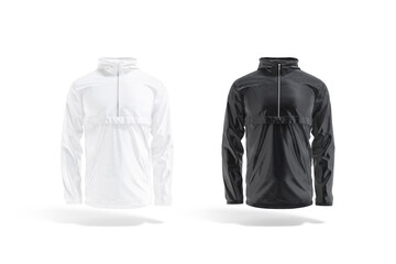 Sticker - Blank black and white windbreaker mockup, front view