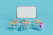 © TheCatEmpire Studio - whiteboard with desks in front of it