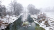 River in fog in winter