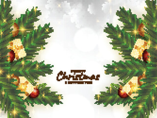 Merry Christmas festival decorative pine leaves background design