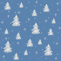 Sticker - Winter forest. Christmas seamless pattern