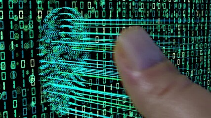 Wall Mural - unlocking biometric fingerprint security scan