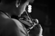 © Hennadii - A man plays the violin on the stage of close
