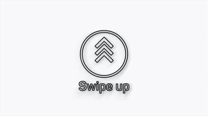 Poster - Line Swipe up animation button. Application and social network icons, swipe up for advertising. Social media scroll arrows. 4K video animation with alpha channel