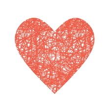 Valentine's Day Greeting Card With Big Red Scribble Heart Isolated On A White Background. For T-short Print, Postcard And Poster Design.
