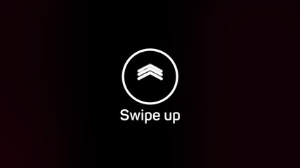 Poster - Glitch Swipe up animation button. Application and social network icons, swipe up for advertising. Social media scroll arrows. 4K video animation with alpha channel