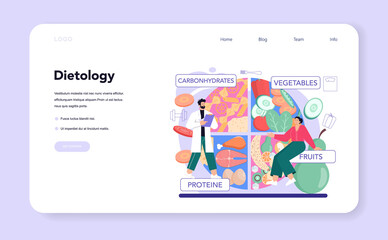  Nutritionist web banner or landing page. Nutrition therapy with healthy