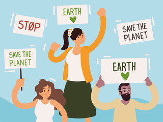 Wall Mural - people and save the planet