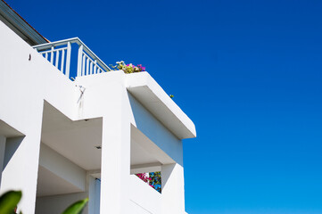 View of balcony towards a blue sky 