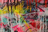 Fototapeta Fototapety dla młodzieży do pokoju - Abstract acrylic painting featuring a wall graffiti look with writing for backgrounds.