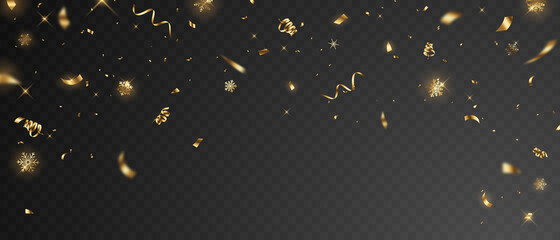 Wall Mural - Celebration background template with confetti and gold ribbons. luxury greeting rich card.