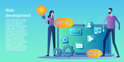 Wall Mural - web development.coding and programming of a website or application.adaptive design and development o