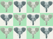Seamless Pattern With Vintage Elephant. Surface Design For Fabric, Wallpaper, Objects, Covers, Wrapping Paper.