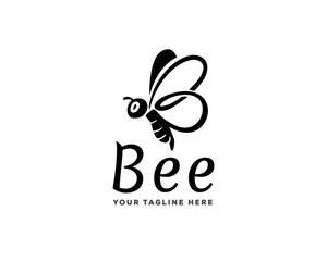 Wall Mural - bee silhouette flying logo template illustration