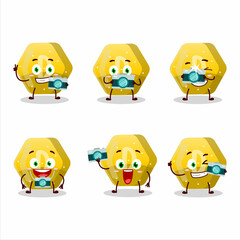 Wall Mural - Photographer profession emoticon with yellow gummy candy D cartoon character