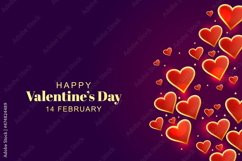 Beautiful happy valentines day heart with card background Stock Vector ...