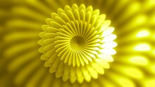 Animation Of Moving Flower Pattern With Golden Color. Motion. Golden Floral Pattern Decreasing And Increasing. Beautiful Round Pattern Like Aster Flower