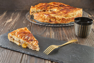 Sticker - Cake with quince, apples and pears. French gourmet cuisine