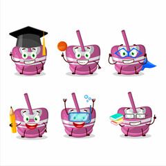 Wall Mural - School student of pink sugar candy cartoon character with various expressions