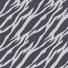 White Tiger Animalistic Seamless Pattern With Stripes And Spots, Trendy Animal Print
