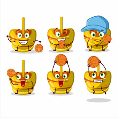 Canvas Print - Talented yellow sugar candy cartoon character as a basketball athlete