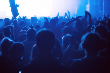 Wall Mural - Crowd of people celebrating the New Year's Eve at a party