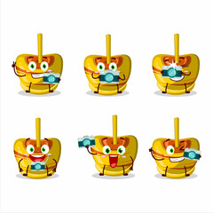 Poster - Photographer profession emoticon with yellow sugar candy cartoon character