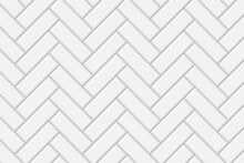 White Herringbone Metro Tile Wall Texture. Kitchen Or Bathroom Decoration Seamless Pattern. Stone Or Ceramic Brick Background. Vector Flat Illustration.