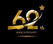 Golden 62 year anniversary celebration logo design with star symbol	