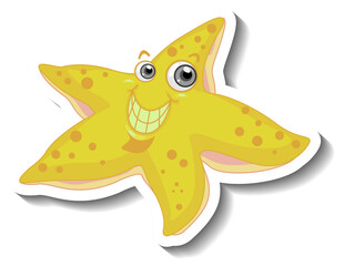 Wall Mural - Sea Animal Cartoon Sticker with Cute Starfish