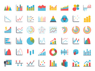 Wall Mural - business data elements dot bar pie charts graphs.