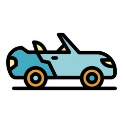 Canvas Print - Convertible car icon. Outline convertible car vector icon color flat isolated
