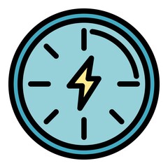 Wall Mural - Time energy icon. Outline time energy vector icon color flat isolated