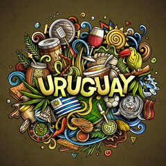 Sticker - Uruguay hand drawn cartoon doodle illustration. Funny local design.