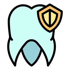 Sticker - Dental protect icon. Outline dental protect vector icon color flat isolated
