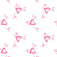 Wall Mural - Seamless abstract fractal background with pink hearts