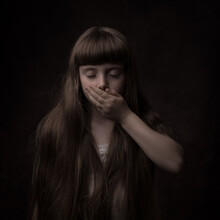 Hear No Evil See No Evil Speak No Evil - Studio Portrait Of Little Girl- Triptych
