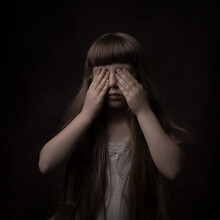 Hear No Evil See No Evil Speak No Evil- Studo Portrait Of Little Girl Triptych
