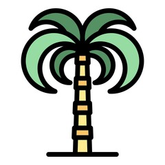 Poster - Landscape palm tree icon. Outline landscape palm tree vector icon color flat isolated
