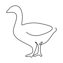 Continuous Line Drawing Of Adorable Duck For Company Business Logo Identity. Little Cute Swan Mascot Concept For Public Park. Dynamic One Line Draw Vector Design Graphic Illustration