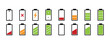 Battery icons set isolated on white background. level battery energy. Alkaline battery capacity charge icon. Battery charging charge indicator icon.