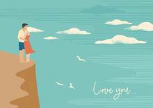 Romantic Illustration With Man And Woman. Love, Love Story, Relationship. Vector Design