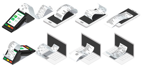 Sticker - Receipt Isometric Icon Set