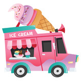 Fototapeta Dinusie - Cartoon Ice Cream Truck