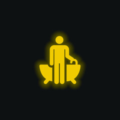 Canvas Print - Bathtub yellow glowing neon icon